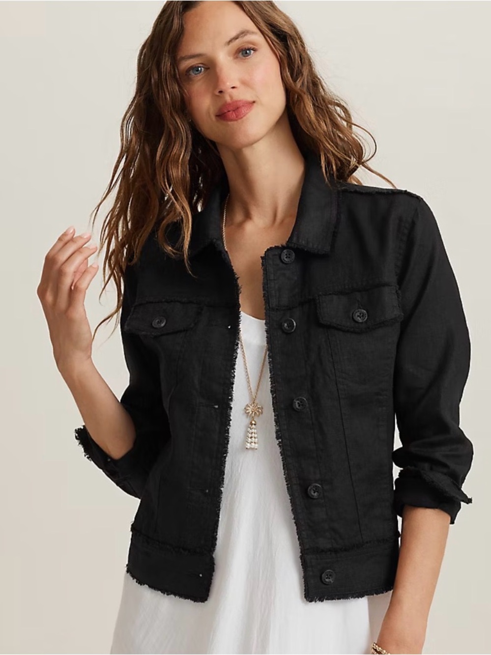 Tommy Bahama Two Palms 100% Linen- Raw Edge Button Up Lightweight Black XXS EUC